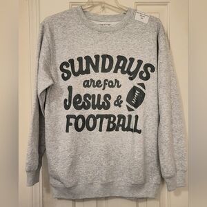 Crewneck Sweatshirt 'Sundays Are For Jesus & Football' Grey Adult Sm (Unisex)